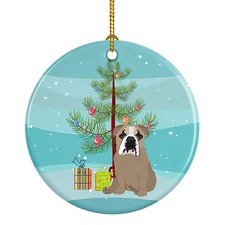 English Bulldog Lilac Tricolor Christmas Ceramic Ornament WDK3042CO1