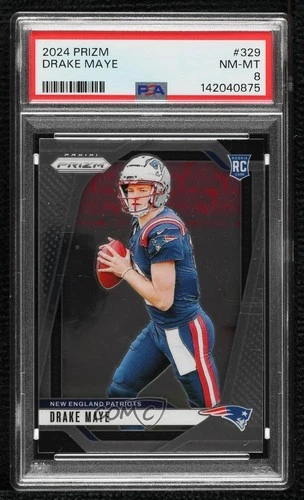 2024 Panini Prizm Rookies Drake Maye #329 PSA 8 Rookie RC