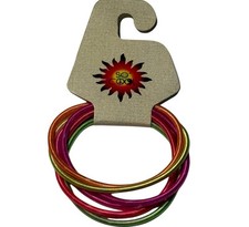 Vintage NOS Neon Colored Stackable Coiled Spring Stretch Bracelet Korea 80s 90s