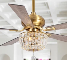 Parrot Uncle 52-in Gold with Weathered Oak Blades  Fan With Light kit and Remote