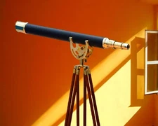 Brass Telescope with Wooden Tripod | Nautical Home Decor 62 Inch Maritime Spygla