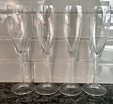 Mikasa Crystal Panache Champagne Flute(s) 9.75” Square (4) Made In France EUC