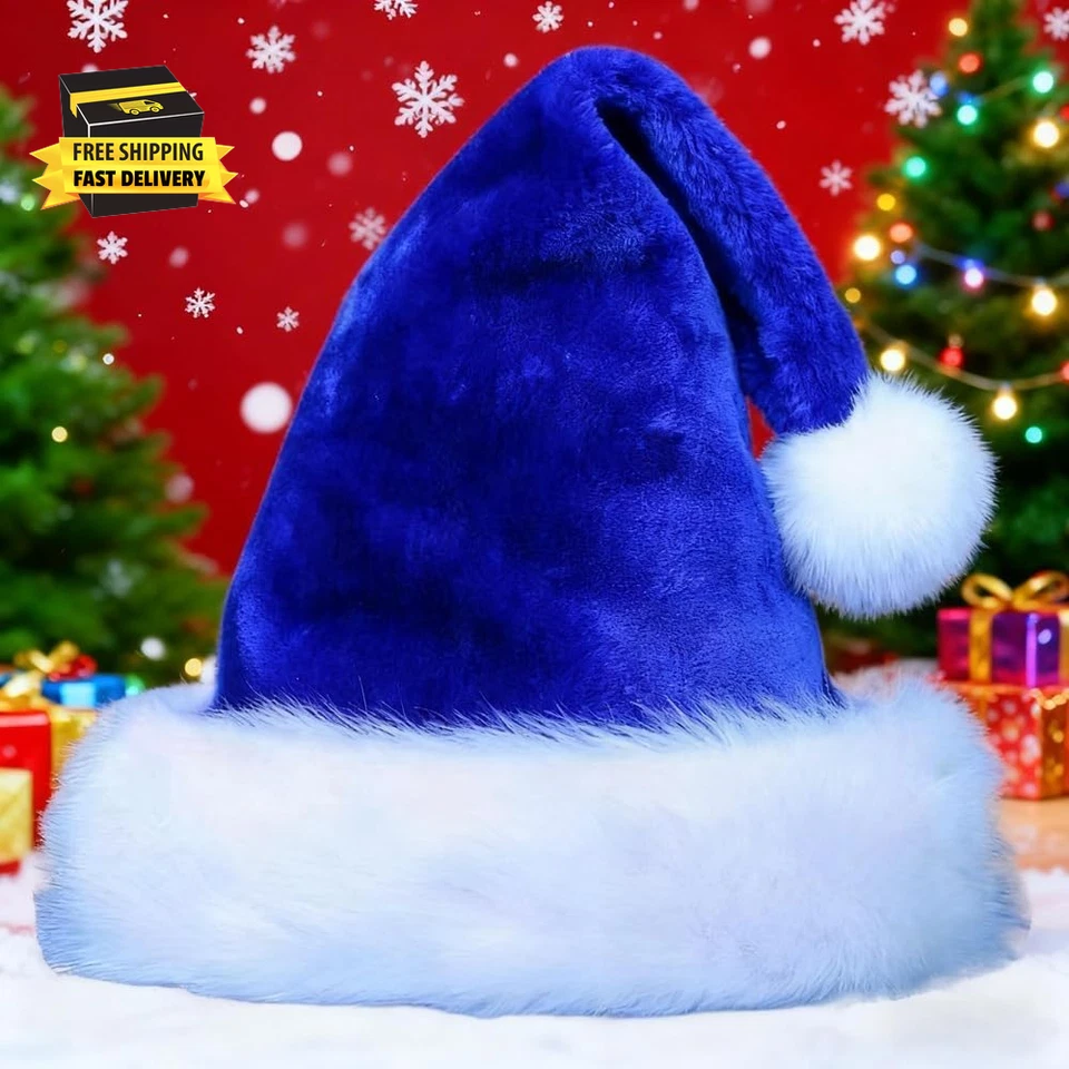 Sombrero de Navidad de terciopelo para niños, sombrero de Santa sombrero de Navidad cómodo sombrero de vacaciones de piel gruesa Foto 3 de 4