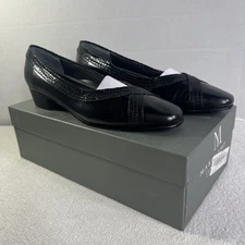 Mark Lemp Classics Tracy Black Snakeskin Shoes Size 7 Narrow Fit New With Box