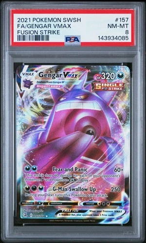 2021 POKEMON SWORD & SHIELD FUSION STRIKE #157 FULL ART/GENGAR VMAX PSA 8