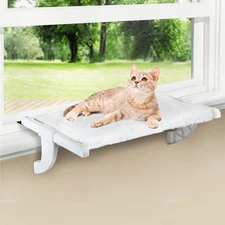 Window Sill Mount Cat Perch for Indoor Cats, One-Step Sliding Clamping Slot Adju