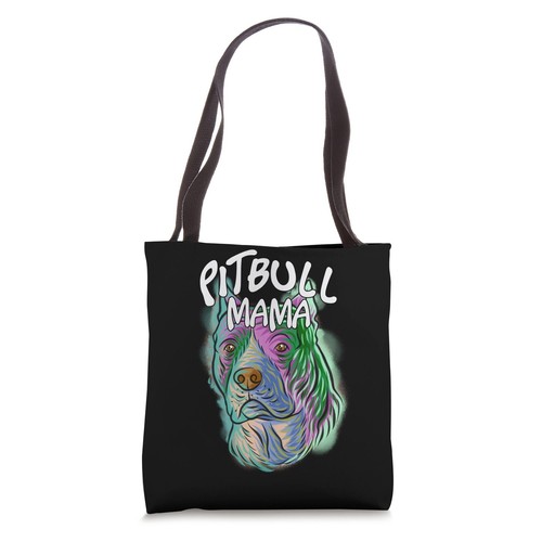 Colorful Pop Art Portrait Puppy Pitbull Dog Mom Mother's Day Tote Bag
