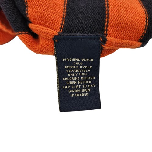 Ralph Lauren Polo Jeans Company Knit Cotton Sweater Striped Orange Blue Size M - Picture 6 of 6