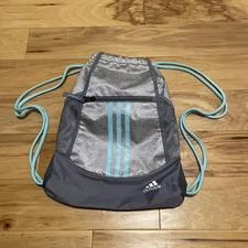 Adidas Turquoise w/ Grey Alliance II Drawstring Bag w/ Media Safe Lined Pocket