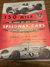 1967 150 Mile Rex May's IndyCar Race Program Milwaukee Mile Autographed Read!!