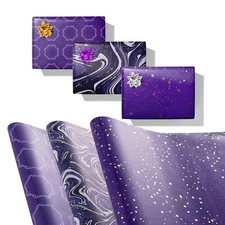 Wrapping Paper Roll,Purple,3 Different Wrapping Paper Design Suitable for Hal...