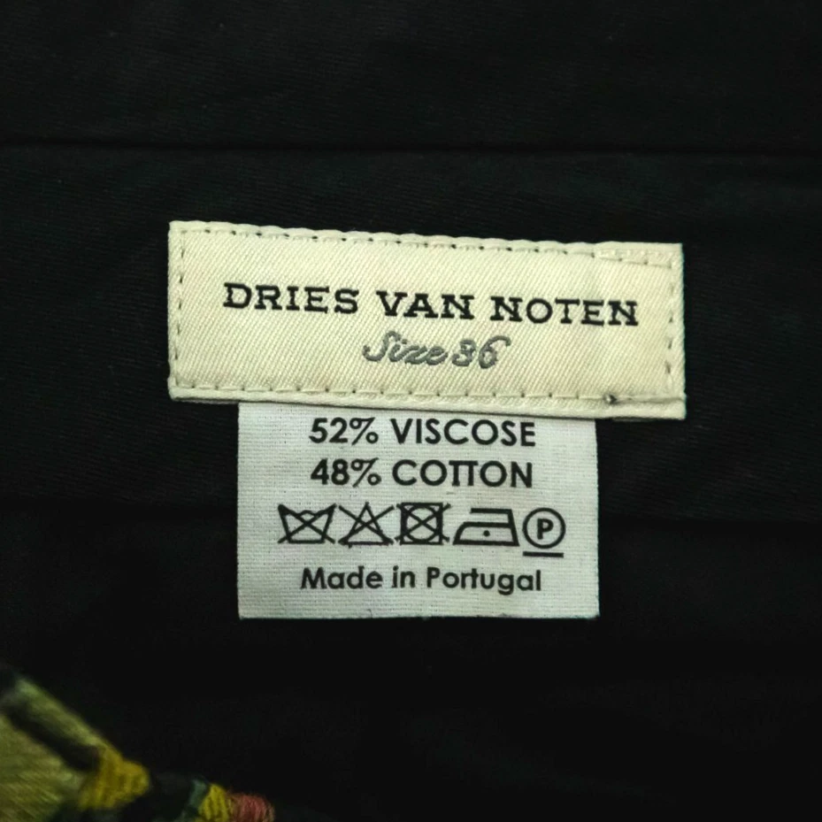 Pantalones Cortos Dries Van Noten 36 Talla Pequeña S EE. UU. Negro Estampado Floral Puños Mezcla Algodón Foto 3 de 4