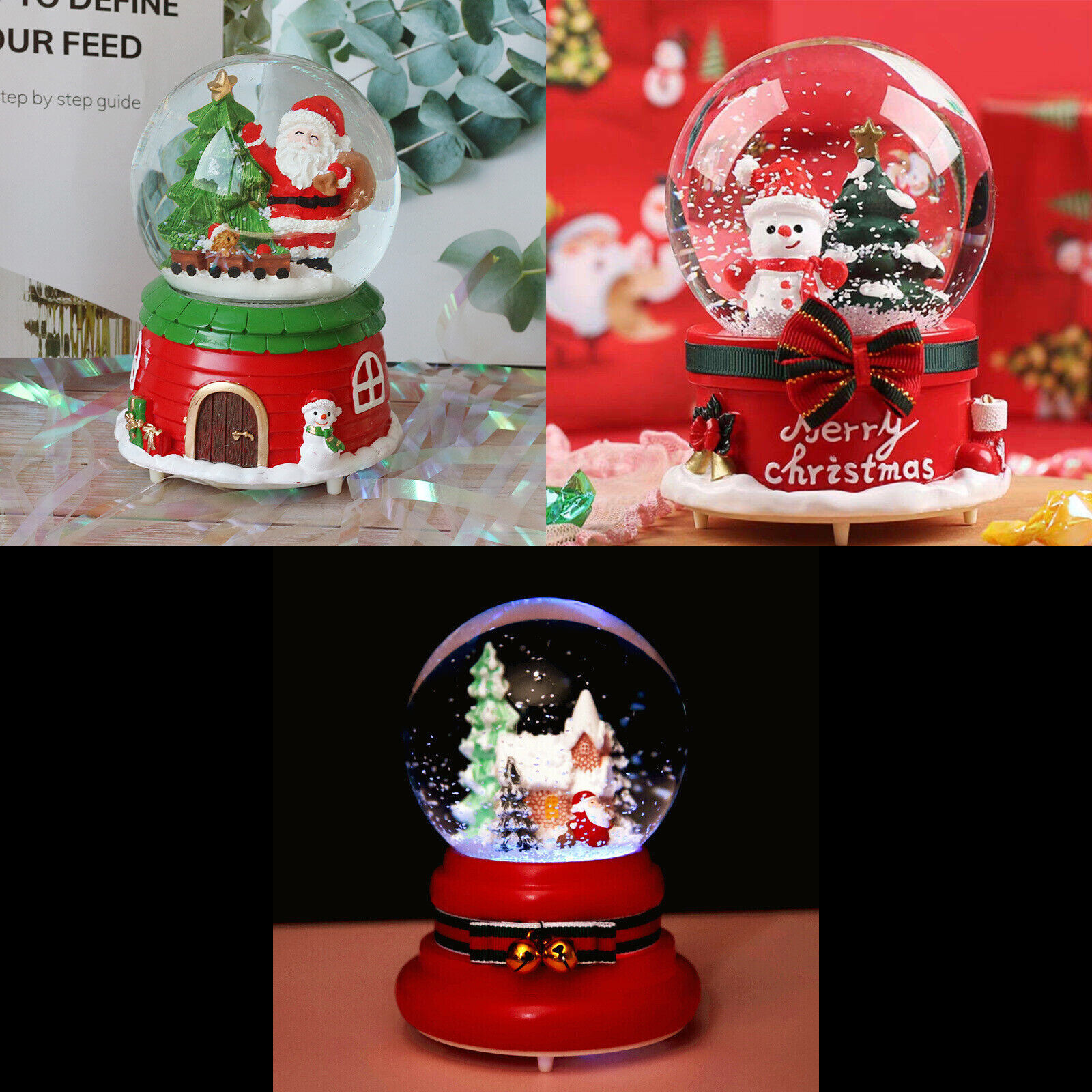 Christmas Santa Claus Snowman Denver Mall Musical Gl Snow Ball Globe Crystal Outlet ☆ Free Shipping