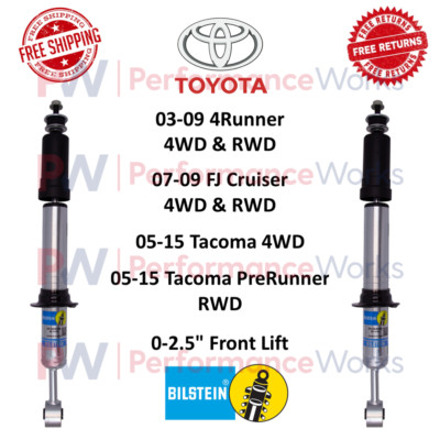 Bilstein RHA Front Shocks Pair For Tacoma 4Runner FJ Cruiser 4WD RWD 0-2.5'' Lift