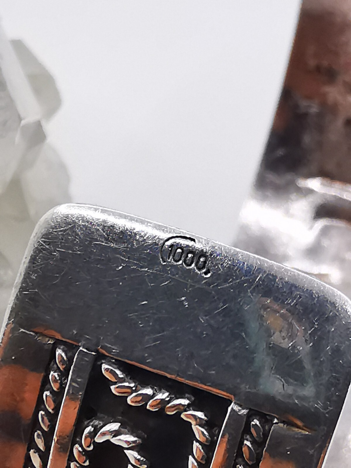 Stylish Patterned Bangle 1000 Hallmarked Silver H… - image 9