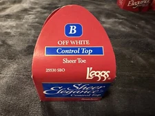 VINTAGE LEGGS SHEER ELEGANCE CONTROL TOP OFF WHITE B 1 PAIR PANTYHOSE