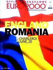 England v Romania Euro 2000  20/6/2000  Official Programme @ Charleroi .NEW.