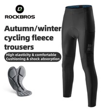 ROCKBROS Winter Men's Cycling Pants Fleece Padded Bicycle Trousers With Pocket
