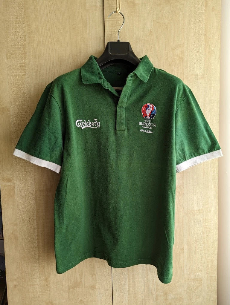 Carlsberg official beer uefa euro 2016 france embroidered green polo shirt L