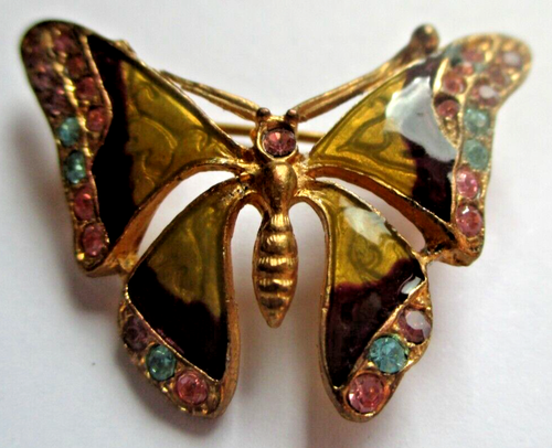 Broche Vintage Or Sertie De Cristaux Topaze – Bijou Ancien Magnifique – Réf. 2570