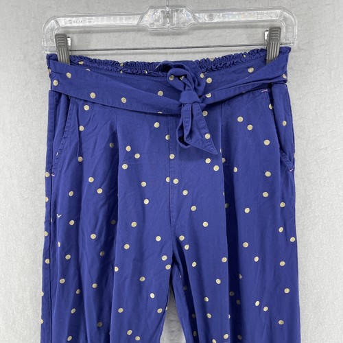 Boden Pants Girls Sz 14Y Blue Gold Polka Dots Tie Waist Highrise Pull On Trouser - Picture 6 of 10