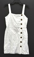 Asos Womens White Palm Tree Design Broderie Curve Button Through Mini Sundress 6