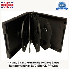 10 Way Black 27mm Holds 10 Discs New Replacement Half DVD Size CD PP Case LOT