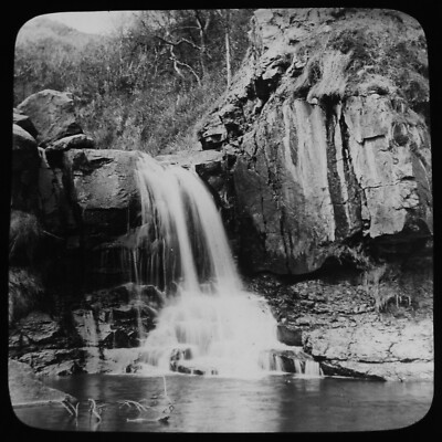 HAYBURN WYKE WATERFALL YORKSHIRE C1890 ANTIQUE Magic Lantern Slide PHOTO