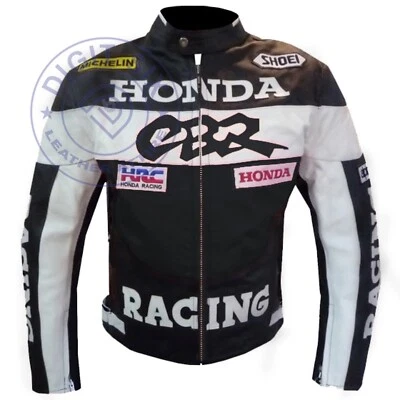 BRAND Black Honda CBR Leather Biker Motorbike Jacket Motorcycle Armoured Racing Coat