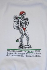 VTG 1980s Michelangelo David Sweatshirt Santa Christmas Italy Art Museum L