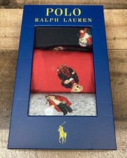Polo Ralph Lauren Boxer Briefs Men Sz XL Bear Black/Red/Gray Holiday 3-Pack 