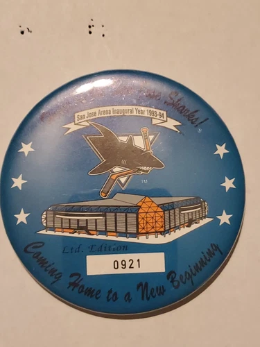 Vintage San Jose Sharks Inaugural Game Pin/Button NHL Limited Edition Numbered