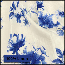 100 italian flax linen fabric by the yard sewing clothing for embroidery BLUE A3