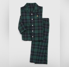 Baby Gap Holiday Flannel 2-piece Pajama Set Green Plaid Button Up Toddler PJs 4T