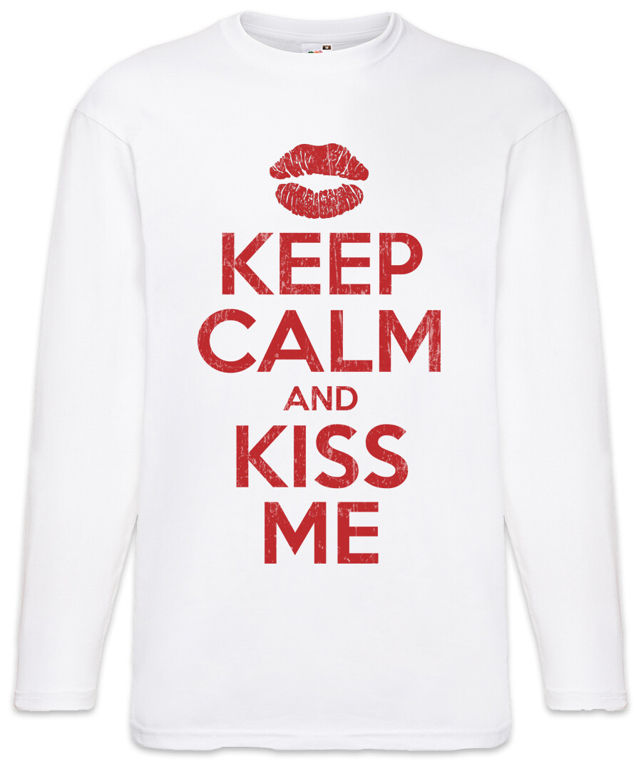 ALTRA T shirt manica lunga uomo Keep Calm And Kiss Me Red Lips Love Lovers Fun Hearts