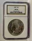 An 1887 MS64 (NGC) Morgan Silver Dollar