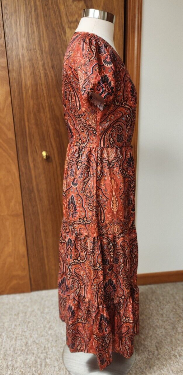 red and brown dress Red Sequin Holiday Dress – Prom Gown with Slit & Lace-Up Back main image 0