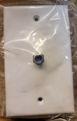Single Coaxial (F-Type) Wall Plate - White, 3 GHz, For Cable/Satellite Outlet