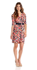 New Knit Dress Jessica Howard Belted Wrap Ruched-Sleeve Travel MSRP-$80.00 8
