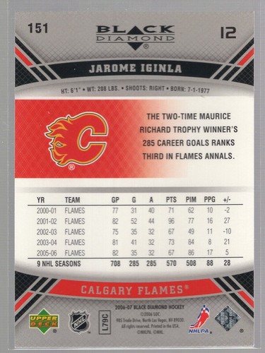 * 2006-07 UD Black Diamond #151 - JAROME IGINLA - Picture 2 of 2