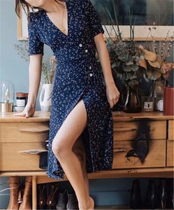 button wrap dress