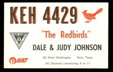1 x QSL Card Radio USA KEH4429 Paris Texas 1960s Dale & Judy Johnson ≠ V214
