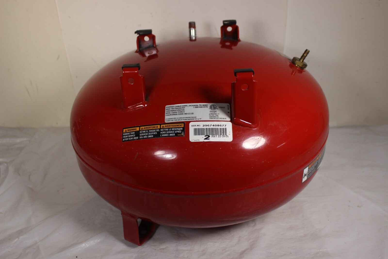 PORTER CABLE C2002 TYPE 5 6 gal AIR COMPRESSOR TANK ASSEMBLY REPAIR