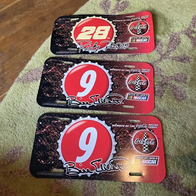 Set of three vanity plates NASCAR bill Elliott times two and Ricky Rudd