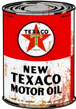 Texaco Motor Oil Can Cut Out Metal Sign 16x23