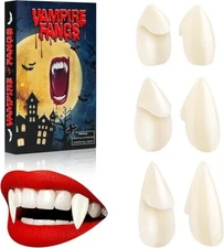 3 Pack - Reusable Vampire Teeth Fangs with Upgraded Reusable Adhesive for Adults