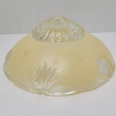 Vintage Frosted Yellow Glass Ceiling Light Fixture Lamp Shade 3 Hole Starburst