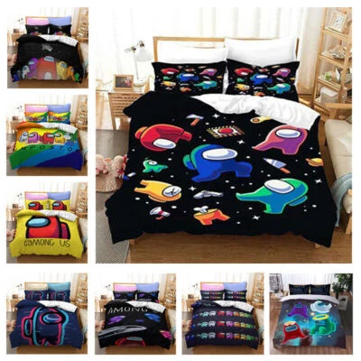 Among Us Boys' Bedding Set 3Pcs Quilt Duvet Cover Dorm Single Double KingSize GG