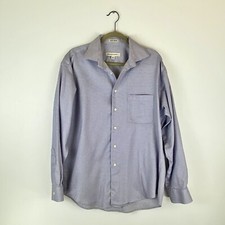 Pronto Uomo Non Iron Men Large Dress Shirt Classic Fit Purple Long Sleeve Pocket