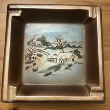 Mid century Signed ceramic Ashtray 1954
